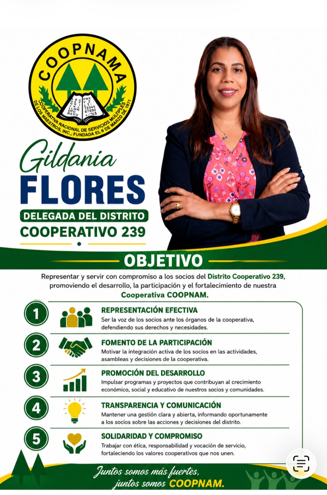 image Gildania Flores presenta propuesta para representar el Distrito Cooperativo 239 de COOPNAM